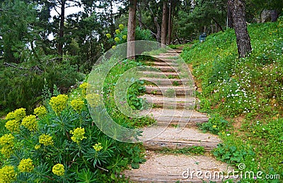 Stairs to Mount Lykavittos in Athens, Greece Stock Photo