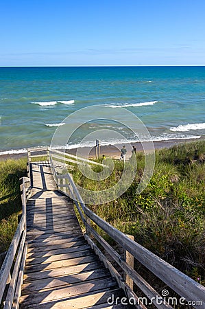 Stairs to the Pinery Beach Stock Photo