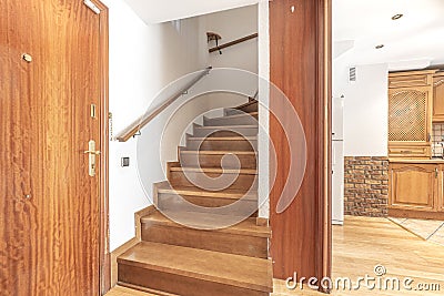 Stairs to the second floor of a duplex apartment Stock Photo