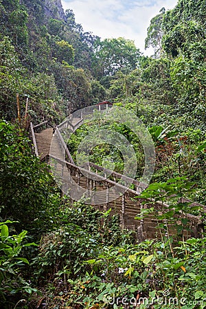 Stairs to Tham Chang cave in Vang Vieng Stock Photo