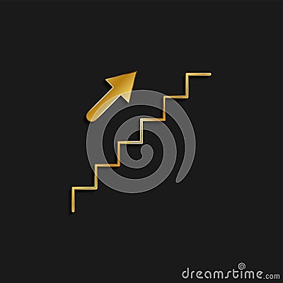 stairs, upstairs gold icon. Vector illustration of golden particle background Cartoon Illustration