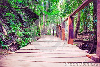 Stairs in the woods at Kanchanaburi , thailand Stock Photo