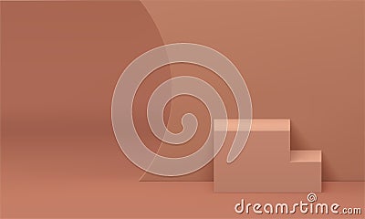 Stairway 3d podium brown basic foundation stairs award arena achievement challenge realistic vector Vector Illustration