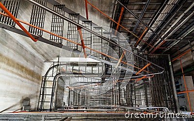 Stairway in a decommissioned power plant Stock Photo