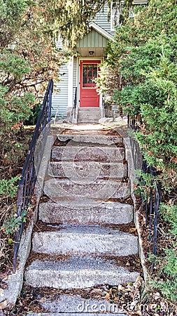 Stairway leading to old house Stock Photo