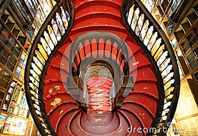 Stairway of Lello Bookstore Stock Photo