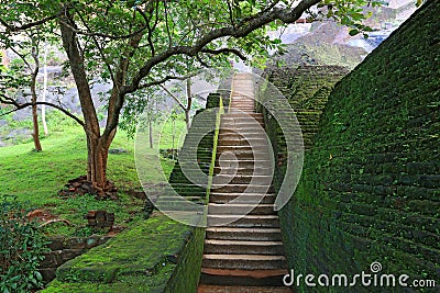 Stairway in Sigiriya Castle Stock Photo