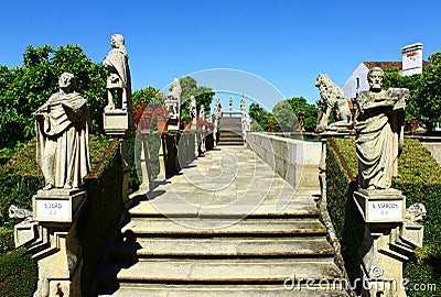 Stairway with statues of portuguese kings, Castelo Branco, Portugal Stock Photo