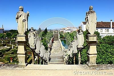 Stairway with statues of portuguese kings, Castelo Branco, Portugal Stock Photo