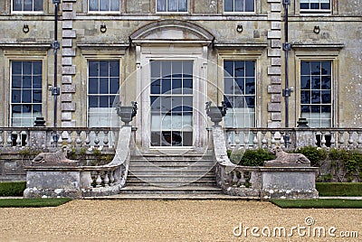 Stairway with statues and sculptured urns Stock Photo