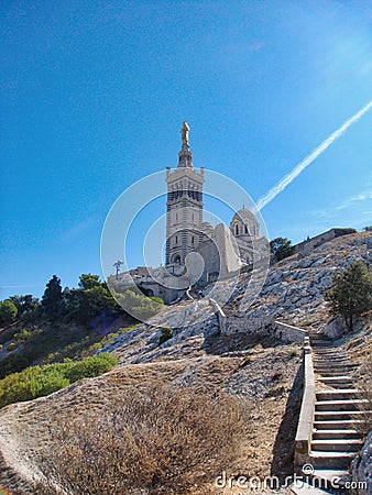 Stairway to the basilica of notre dame de la guarde, marseilles Stock Photo