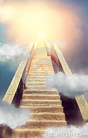 Stairway to heaven concept, holy way to paradise Stock Photo