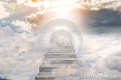 Stairway to heaven. Concept Religion Stock Photo