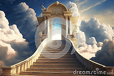 stairway to heaven in glory gates of Paradise meeting. ai generative Stock Photo