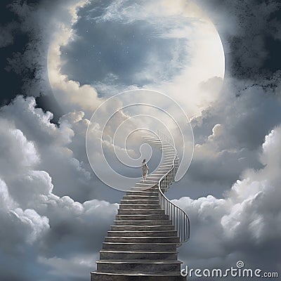 Stairway to heaven, , last journey to afterlife, religious concept, bible, angels. Death. Forever life in paradise Stock Photo