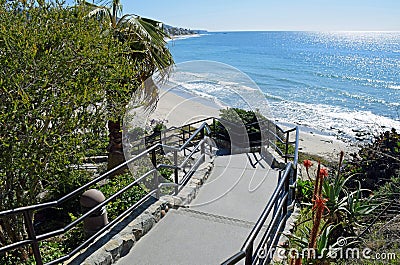 Stairway to Main Beach in Laguna Beach, California. Stock Photo