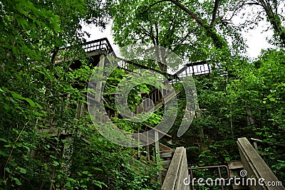 Stairway to Wilke Glen and Cascade Falls in Osceola wisconsin Stock Photo