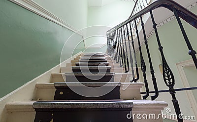 Stairway in vintage historic apartment house in Edinburgh in day Stock Photo