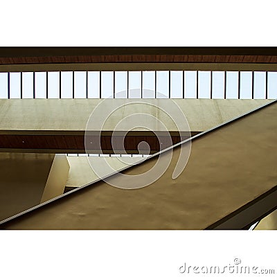 Stairways and windows angles lines shadows and spaces of the interior architecture of the Albuquerque Convention Center Stock Photo