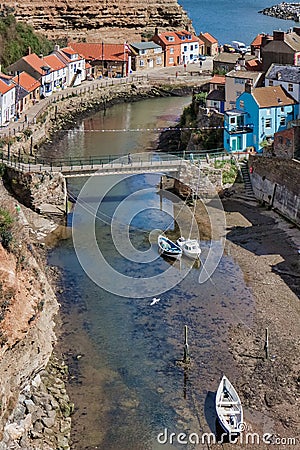 STAITHES, NORTH YORKSHIRE/UK - AUGUST 21 : High angle view of St Editorial Stock Photo