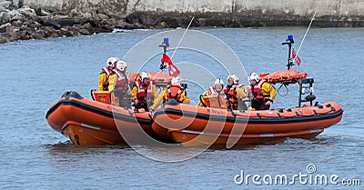 STAITHES, NORTH YORKSHIRE/UK - AUGUST 21 : RNLI lifeboat display Editorial Stock Photo