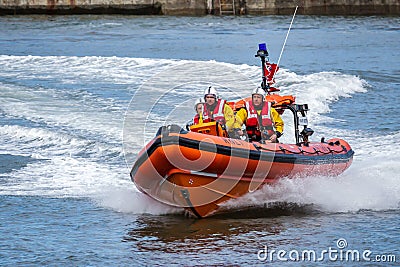 STAITHES, NORTH YORKSHIRE/UK - AUGUST 21 : RNLI lifeboat display Editorial Stock Photo