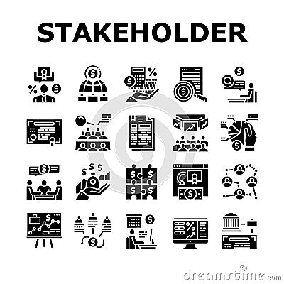 Stakeholder Business Collection Icons Set Vector Vector Illustration