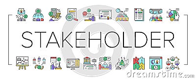 Stakeholder Business Collection Icons Set Vector . Vector Illustration