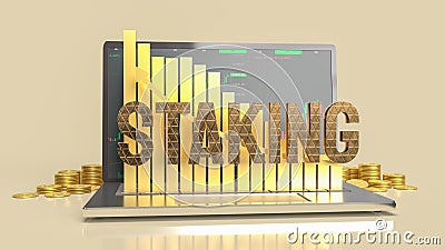 Staking text on notebook for currency or business concept 3d rendering Stock Photo