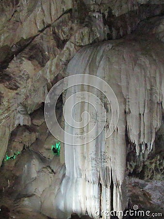 stalactite stones in a cave Stock Photo