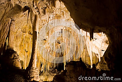 Stalactites & Columns In Carlsbad Caverns Stock Photo