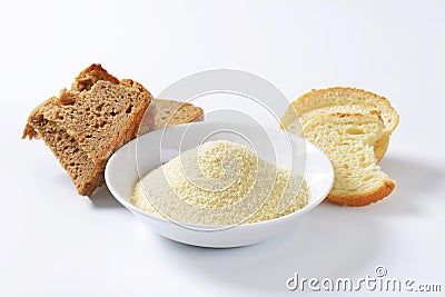 Stale bread and finely ground breadcrumbs Stock Photo