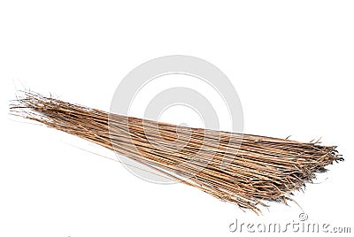Coconut broom white background. Stock Photo