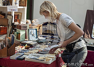 Stall holders and shoppers at Tynemouth Market. Editorial Stock Photo