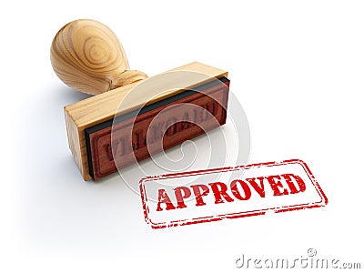 Stamp Approved isolated on white. Agreement or approval concept. Cartoon Illustration