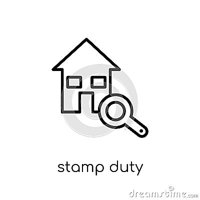 Stamp duty (housing) icon. Trendy modern flat linear vector Stamp duty (housing) icon on white background from thin line business Vector Illustration