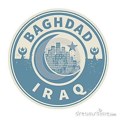 Stamp or emblem with text Baghdad, Iraq inside Vector Illustration