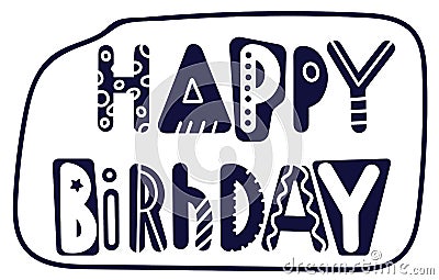 Stamp with funny text inscription Happy Birthday Vector Illustration