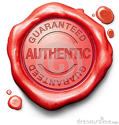 Stamp guaranteed authentic quality product Stock Photo