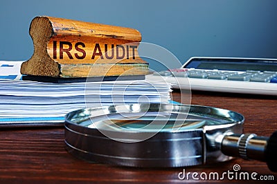 Stamp IRS audit and accounting documents Stock Photo