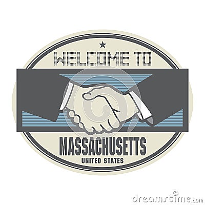 Business concept with handshake and the text Welcome to Massachusetts, United States Vector Illustration