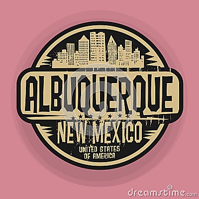 Stamp or label with name of Albuquerque, New Mexico Vector Illustration