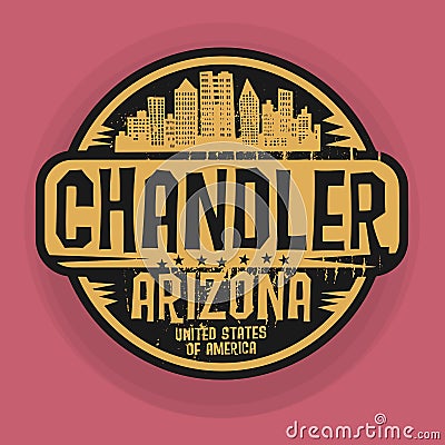 Stamp or label with name of Chandler, Arizona Vector Illustration