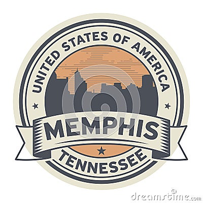 Stamp or label with name of Memphis, Tennessee Vector Illustration