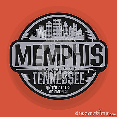 Stamp or label with name of Memphis, Tennessee Vector Illustration