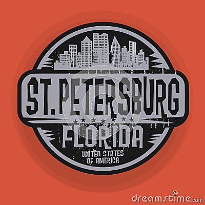 Stamp or label with name of St. Petersburg, Florida Vector Illustration