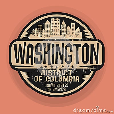 Stamp or label with name of Washington, District of Columbia Vector Illustration