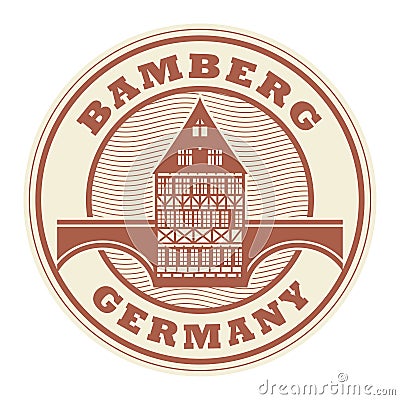 Stamp or label with text Bamberg, Germany Vector Illustration