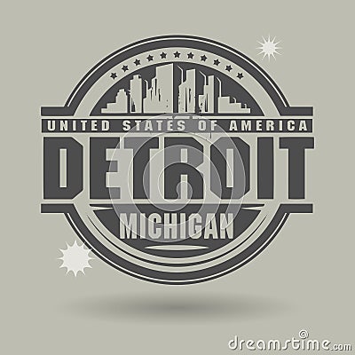 Stamp or label with text Detroit, Michigan inside Vector Illustration