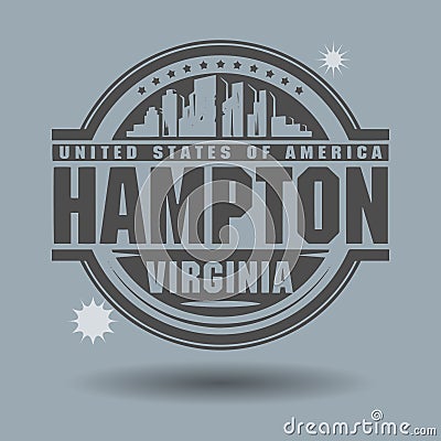 Stamp or label with text Hampton, Virginia inside Vector Illustration